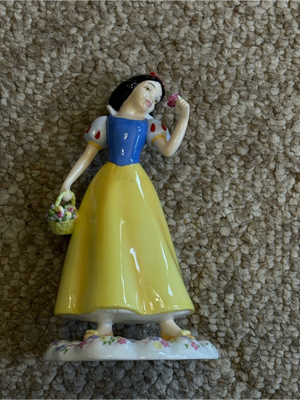 Royal Doulton Yellow and Blue Porcelain Figurine with Floral Basket